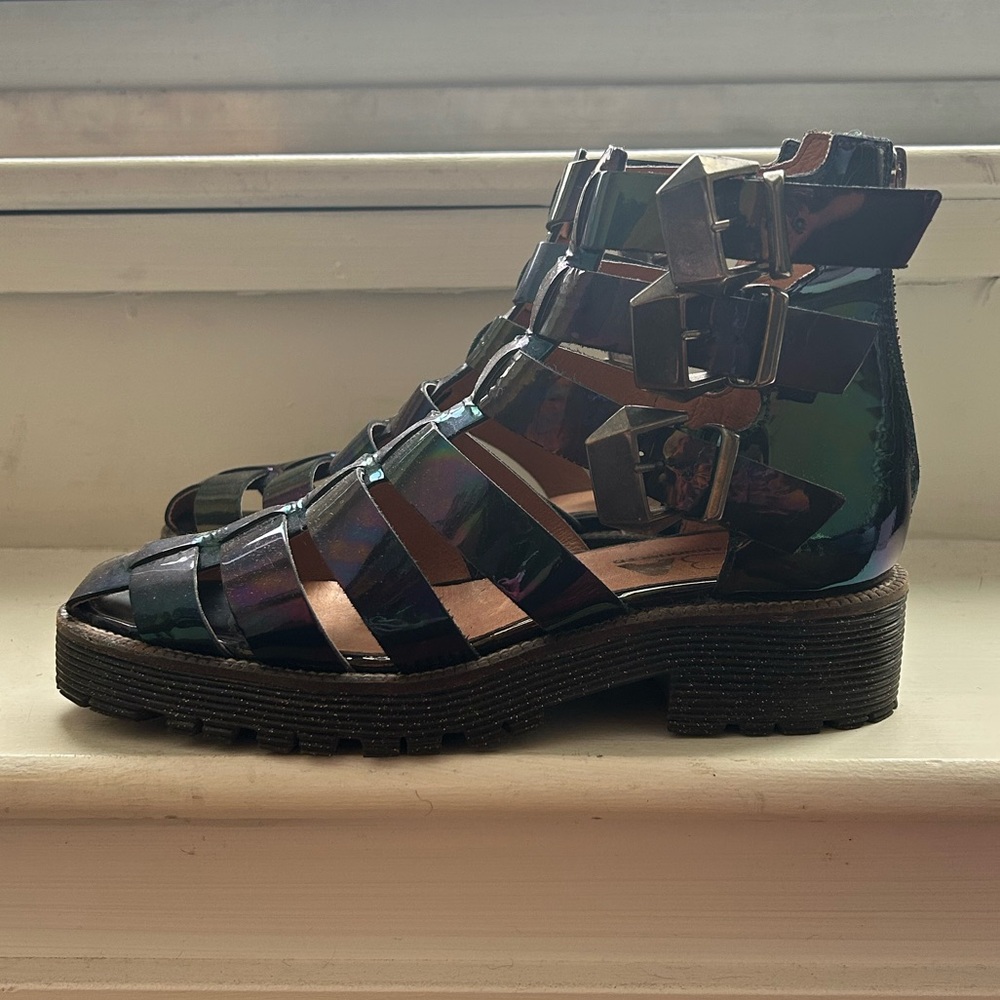 TBA | Iridescent gladiator sandals